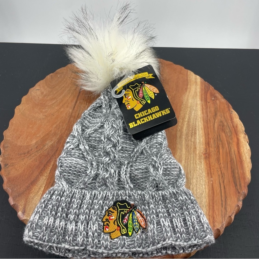 NWT Zoozats‎ NHL Chicago Blackhawks Knit Winter Beanie Hat gray